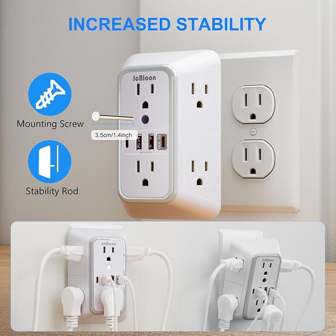 JcBlaon Surge Protector Outlet Extender 6 Outlet Extender - Image 7
