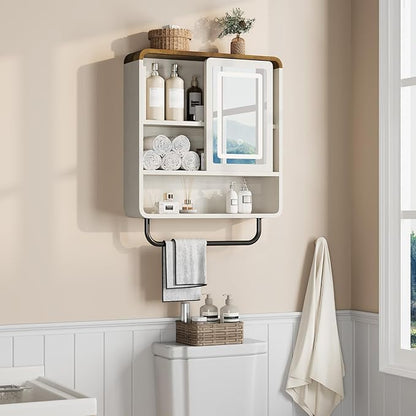 QUW Bathroom Wall Cabinet with Sliding Mirror Door, Modern Medicine Cabinet - Image 8