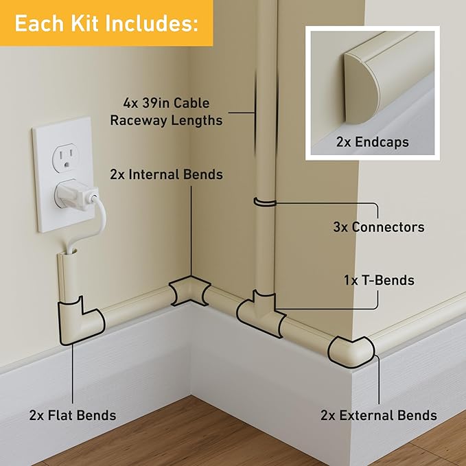 D-Line 13.12ft Cord Hider Kit, Patented Cable Cover, Hide Wires on Wall - Image 2