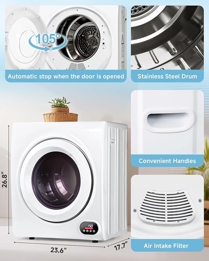 3.5 Cu.Ft Portable Clothes Dryer - 1500W Clothes Dryer - Image 5