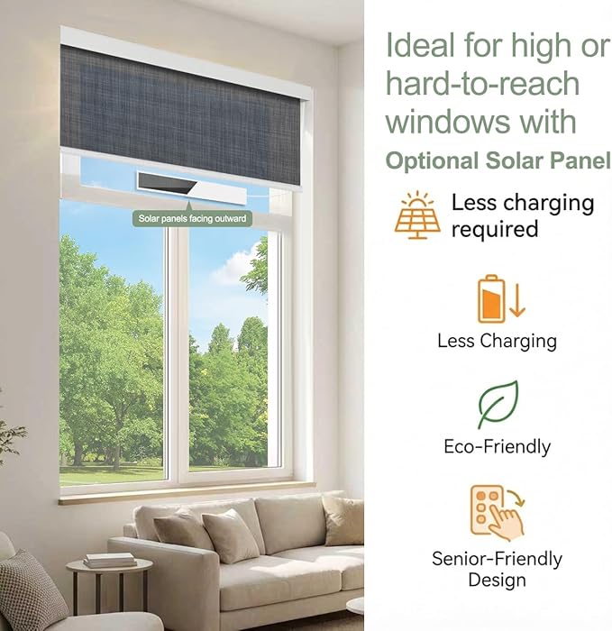 Tipiace Motorized Blinds with Remote Window Roller Shade Wireless Rechargeable - Image 7