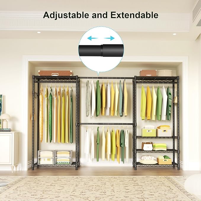 Ulif E1 Heavy Duty Closet Garment Rack, 6 Tiers Adjustable Metal Freestanding - Image 3