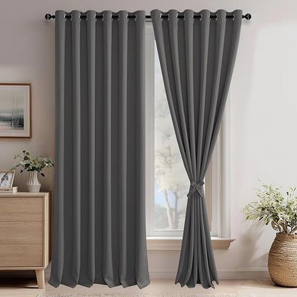 JIUZHEN Dark Grey Blackout Curtains by JIUZHEN