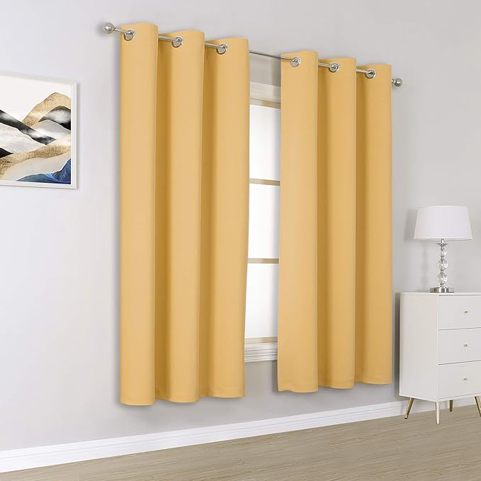 DUALIFE Yellow Curtains 72 Inches Long-Blackout Curtain Panels - Image 2