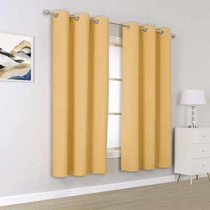 DUALIFE Yellow Curtains 72 Inches Long-Blackout Curtain Panels - Image 2