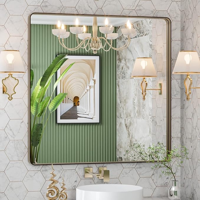 LOAAO 36”X36” Bronze Bathroom Mirrors - Image 8