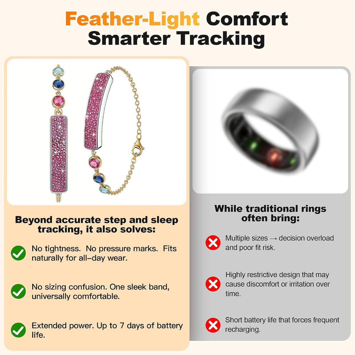 smart bracelet for women – fitness tracker with showing dimensions