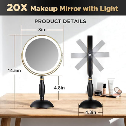 Lighted Makeup Mirror, 20x Magnifying Rechargeable Double Side Vanity Mirror - Image 7