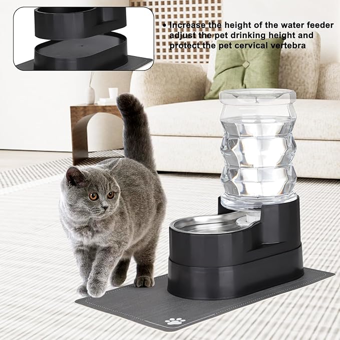 RIZZARI Automatic Dog Water Dispenser: 7L Black Stainless Steel Feeder - Image 4