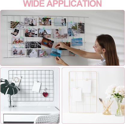 PATIKIL 8"x8" Wire Grid Panel, 2 Pack Board Photo Pictures Memo Display Grid - Image 7
