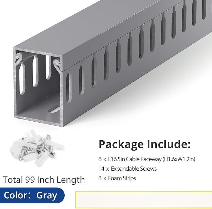 ZhiYo H1.6in W1.2in Professional Server Rack Cable Management Raceway, 99in - Image 4