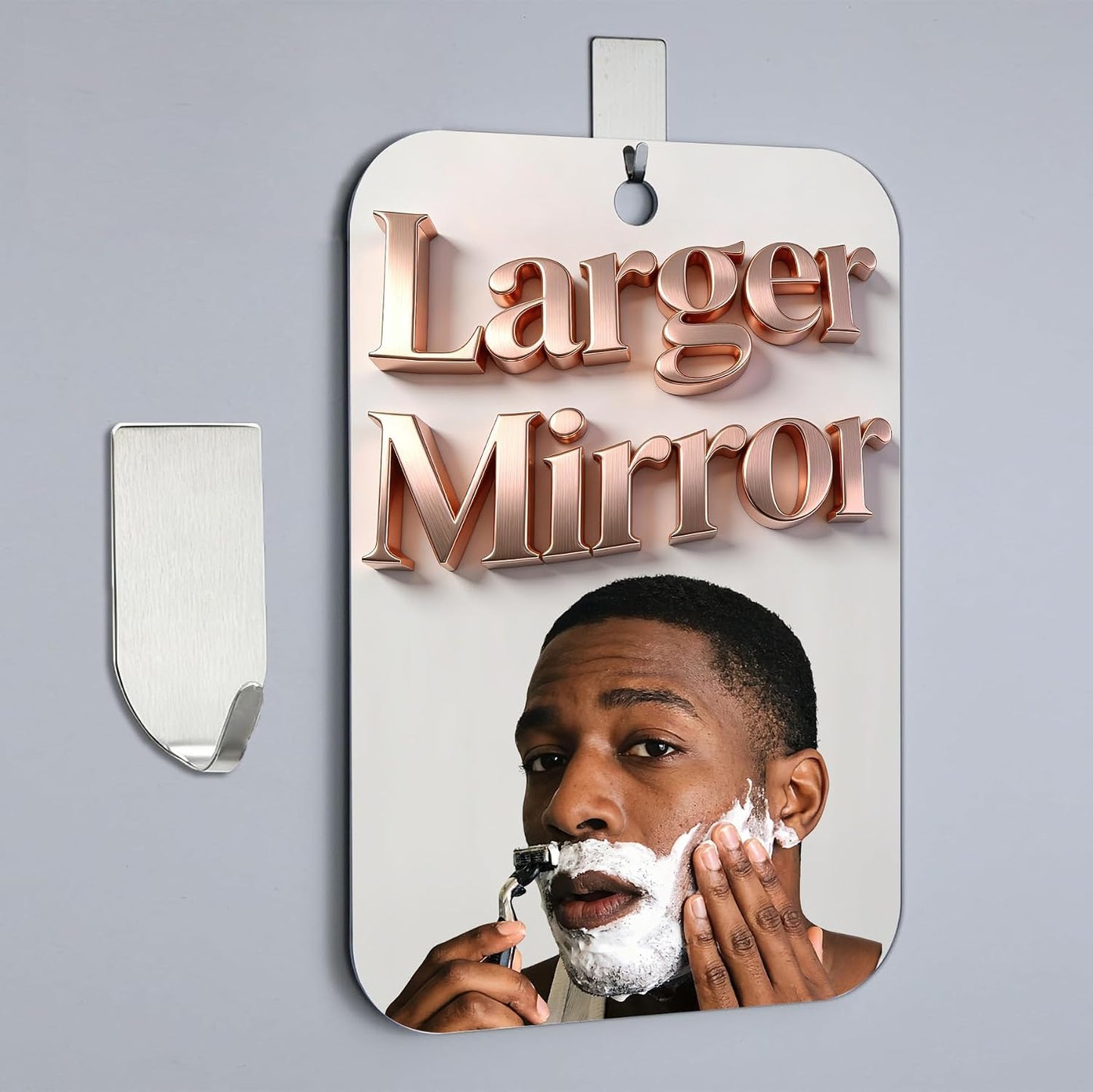 Shatterproof Shower Mirror Fogless for Shaving,(Medium 8x6 Inch) Anti Fog Shaving Mirror Holder NO-Drilling, No Fog Free Waterproof,Small Wall Mounted Bathroom Accessories Camping Hanging Men