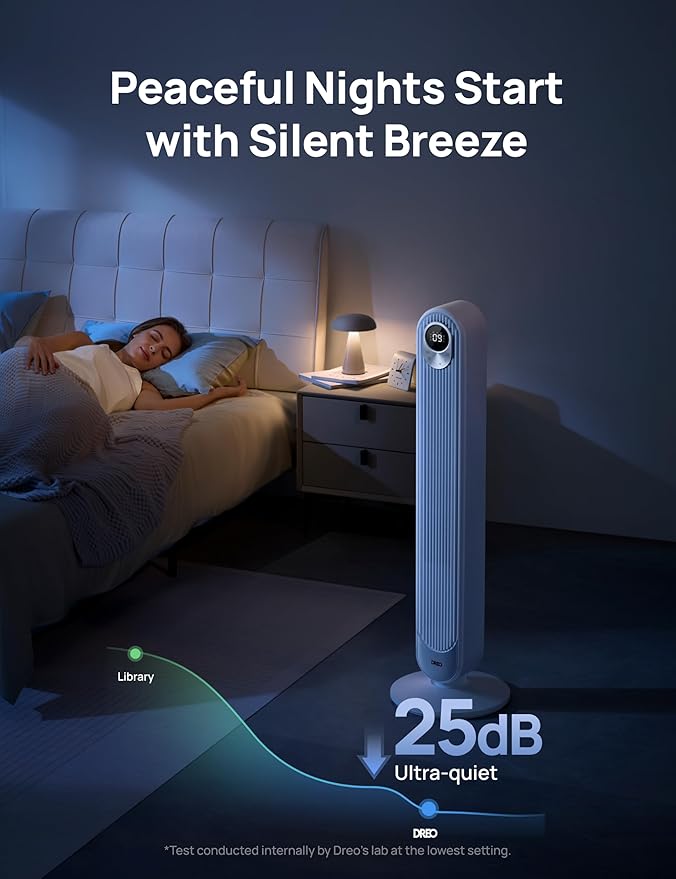 Dreo Smart Tower Fan for Bedroom, Floor Standing Bladeless Oscillating Fan - Image 3