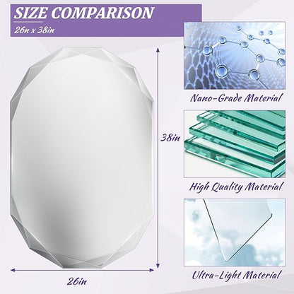 Bathroom Mirror for Wall, Beveled Edge Frameless Wall Mount Vanity, Wall - Image 5