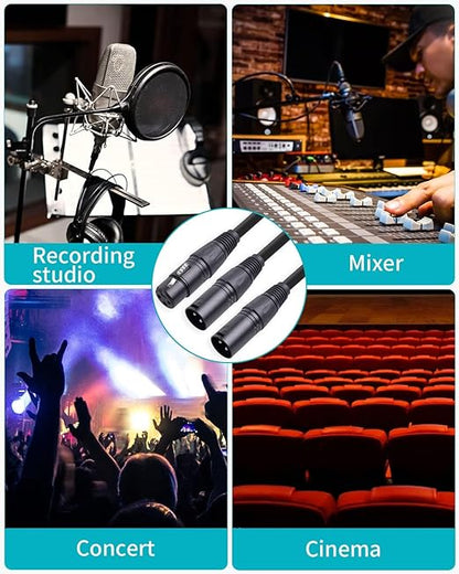 2 Pack XLR Y Splitter, 1.5FT XLR Female to Dual Male, Balanced Mic Audio Cables - Image 6