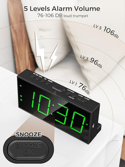 PPLEE Digital Alarm Clock for Bedroom, 2 Alarms Large Big Numbers Display - Image 4
