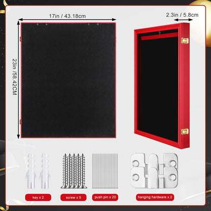 CroBlissful 1 Pcs 17"x23" Graduation Shadow Box Frame Large Wood Display Case with Stick Pins Hanging Hardware Graduation Gown Display Memory Shadow Box for Cap Gown Diploma Stole Cords (Red)