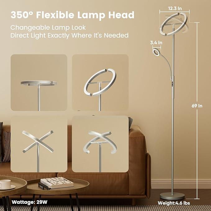 SIBRILLE 2-in-1 Dimmable Floor Lamp - Image 2