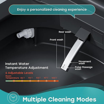 HOROW Black Smart Toilet with Pump and Bidet Built In, Bidet Toilet with Auto - Image 4