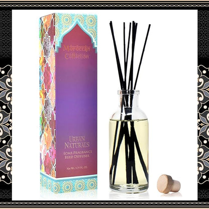 Urban Naturals Moroccan Amber Essential Oil Reed Diffuser Gift Set | Golden - Image 3
