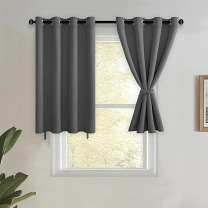 JIUZHEN Short Curtains Kitchen Half Window Blackout Curtains by JIUZHEN