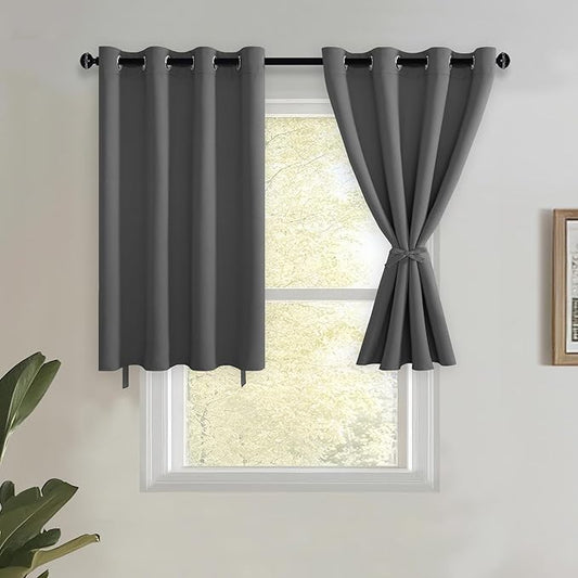 JIUZHEN Short Curtains Kitchen Half Window Blackout Curtains by JIUZHEN