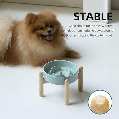 Ceramic 0.9 Cup Raised Dog Slow Feeder Set, Elevated Bowl - Image 6