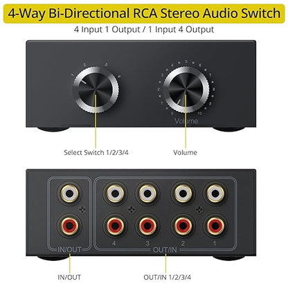 PROZOR RCA Switch 4 Way Bi-Directional RCA Splitter - Image 2
