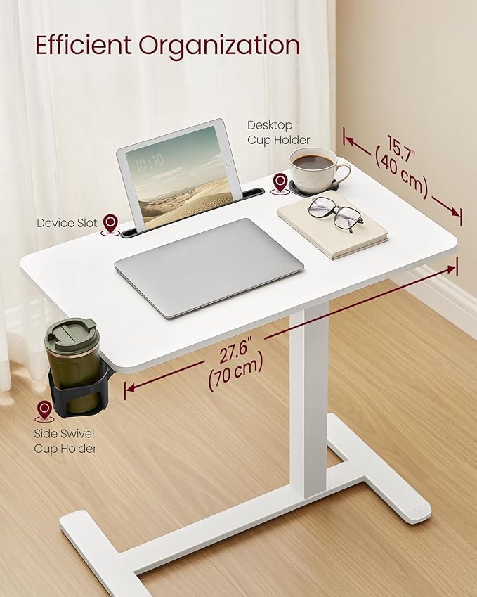 VASAGLE Overbed Table with Wheels, Mobile Standing Computer Desk, 27.6 x 15.7 - Image 6