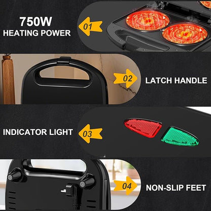 OSTBA Mini Waffle Maker 750W, Double 4-Inch Belgian Waffles Iron, Nonstick - Image 3