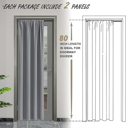 JIUZHEN Blackout Doorway Curtains 80 inch Length - Image 2
