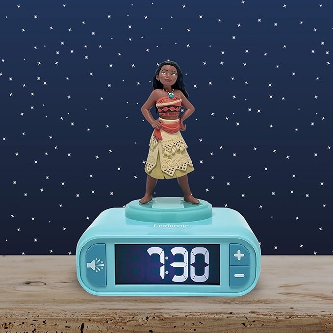 LEXiBOOK, Moana Nightlight Alarm Clock, Sounds and Melodies, Backlit LCD Screen - Image 2