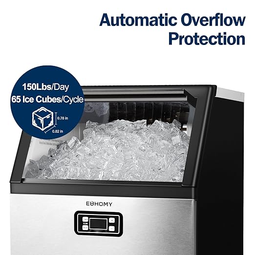 EUHOMY Commercial Ice Maker Machine, 150lbs/24H Stainless Steel Under Counter - Image 2