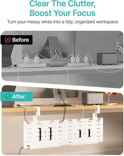 Under Desk Cable Management Tray, 30.2" Vertical Metal Pegboard Organizer - Image 4