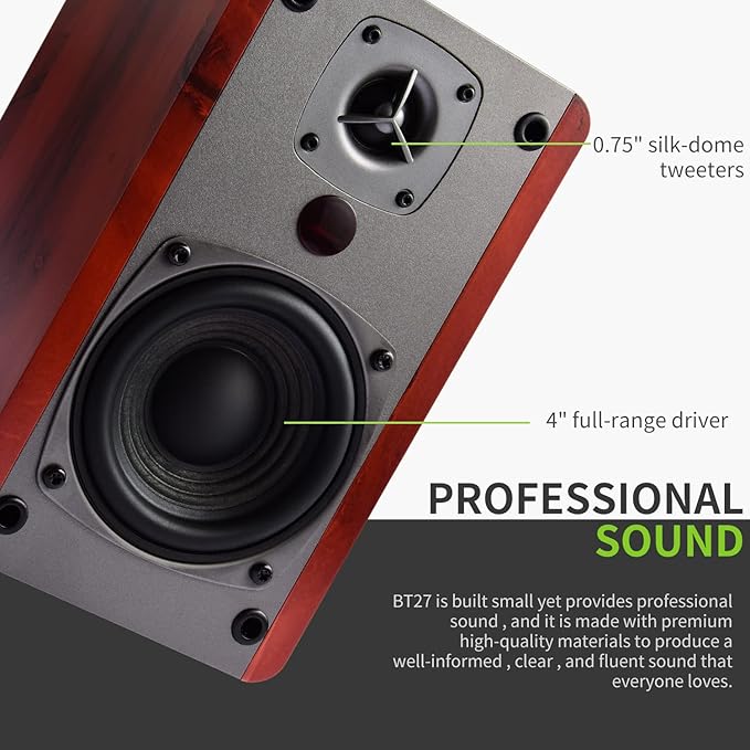 SINGING WOOD BT27 Active Powered Bluetooth Bookshelf Speakers - Image 5