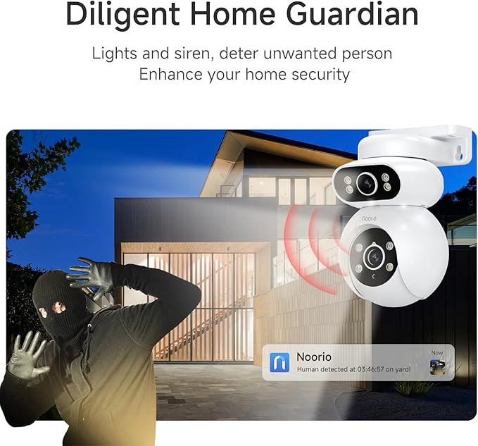 Noorio Dual Lens 2K Security Camera Outdoor, Outside Cameras - Image 6