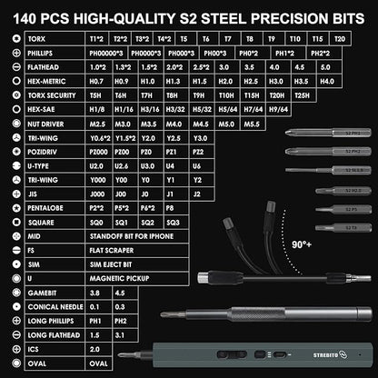 STREBITO Mini Electric Screwdriver, 155 in 1 Electric Precision Screwdriver Set - Image 5