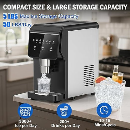 Nugget Ice Maker Countertop 50 LBS/Day, 5 LBS Ice Bin, Water Dispenser - Image 2