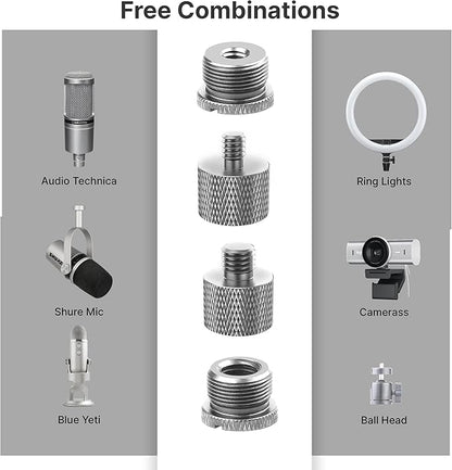 IXTECH Mic Stand Adapter Set 8 pieces Metal Microphone Stand Screw Thread - Image 3
