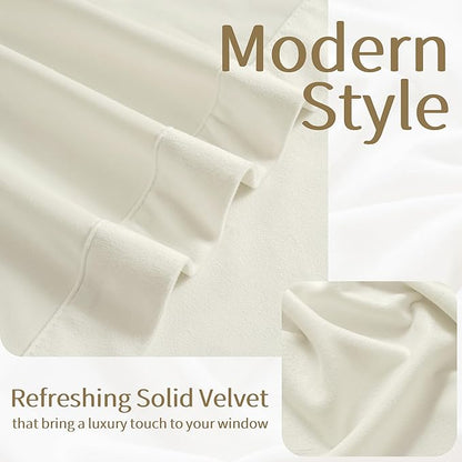 FMFUNCTEX Velvet Curtains Cream Room Darkening Curtain - Image 6