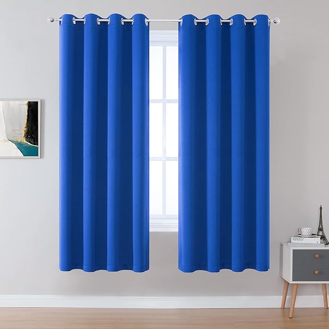 Blackout Curtain Panels/Drapes 72 Inch Length Solid Energy Efficient Room by DUALIFE