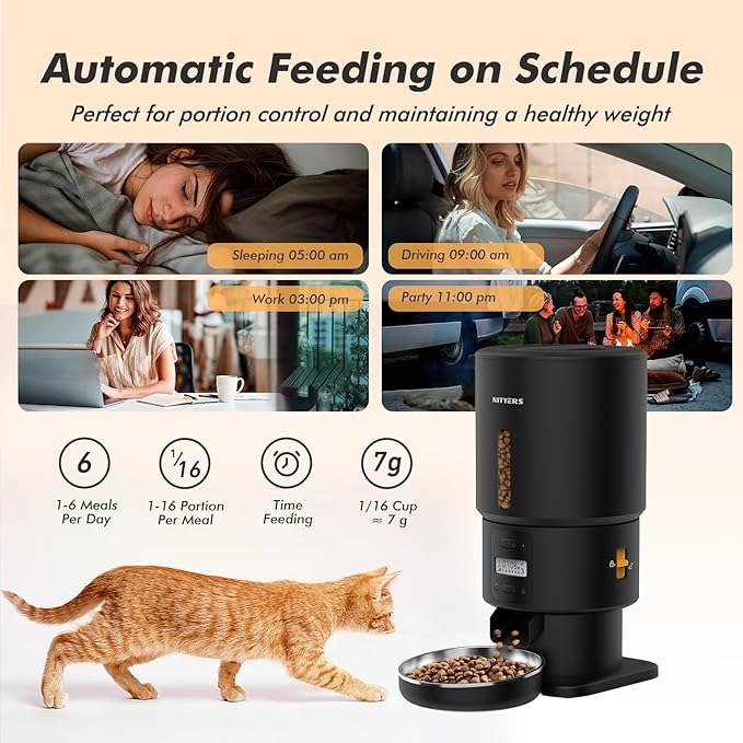 Automatic Cat Feeder - 5L Anti-Clog Cat Food Dispenser Keeps 2-15mm Dry Food - Image 3