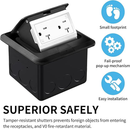 Vagueior Recessed Floor Electrical Outlet Kit, Waterproof Electrical Outlet - Image 4