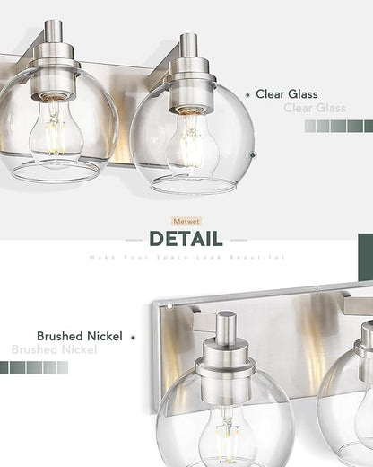 METWET Bathroom Light Fixtures, 5 Light Brushed Nickel Vanity Light, 32 Inch - Image 3