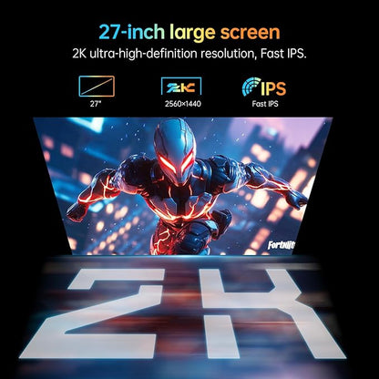 KTC Monitor 27-inch White Gaming Monitor WQHD Fast IPS, 300Hz 1ms 144% sRGB - Image 4