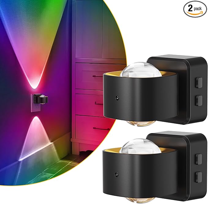L LOHAS LED Night Light Projector, 2 Pack Color Changing Night Light Plug into by LLOHASLED