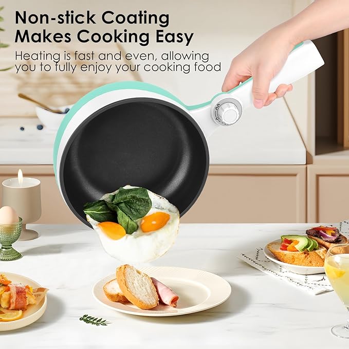 Audecook Hot Pot Electric, 1.7L Mini Electric Skillet Portable Nonstick Sauté - Image 5
