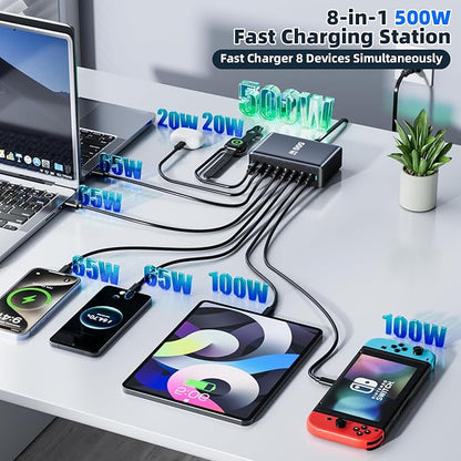 500W Fast Charging 8 Port USB C Charger Block - Image 2