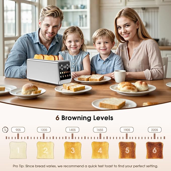 Toaster 4 Slice Long Slot with Digital Touchscreen & 1-Touch Memory - Image 2