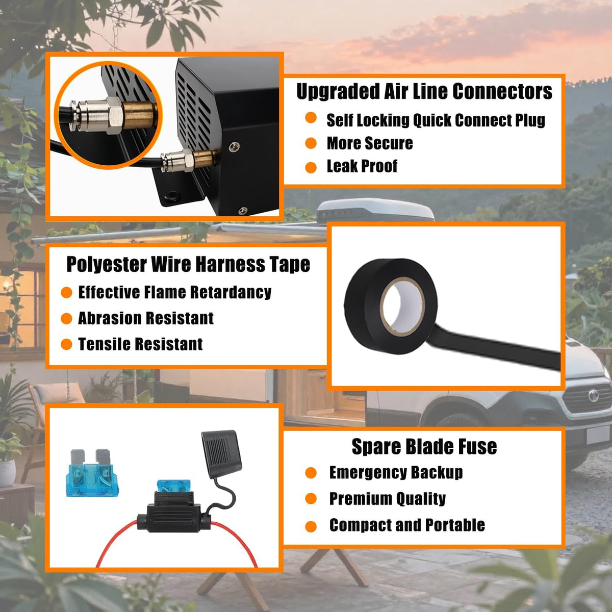 Air Bags Suspension Kit, On Board Air Compressor System with Upgraded Air Rid...